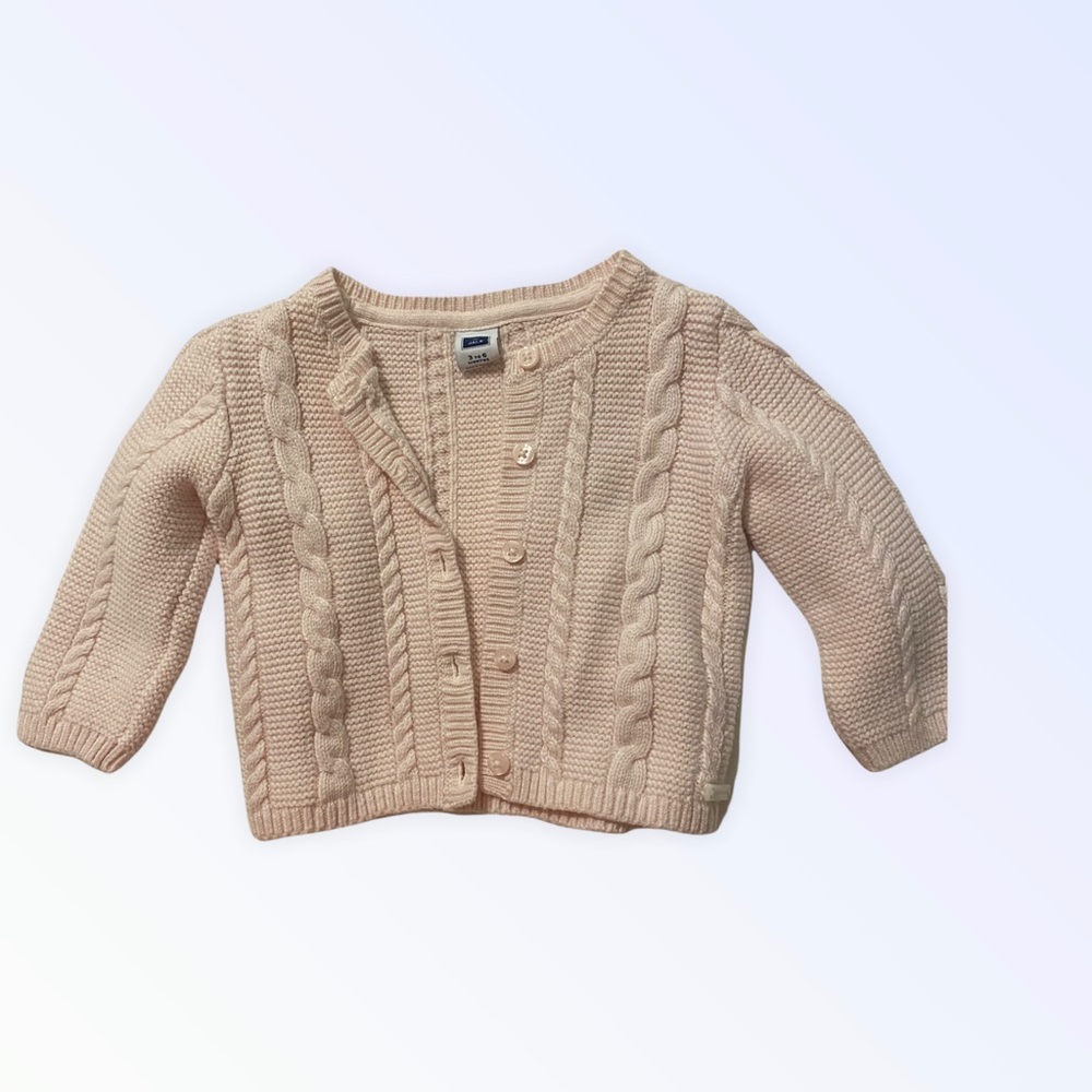 Janie and Jack pink cable knit cardigan